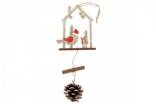 Ptáček s domečkem - vánoční dekorace AC3014