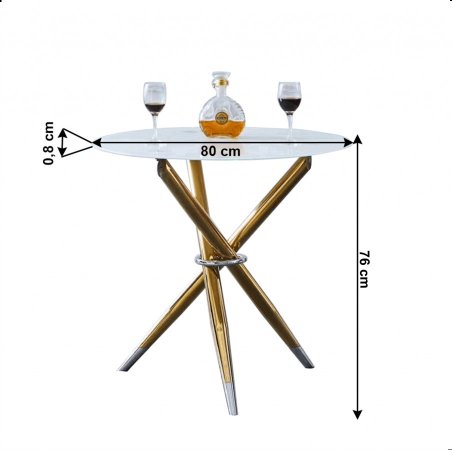 Jídelní stůl/kávový stolek DONIO - bílá/gold chrom zlatý