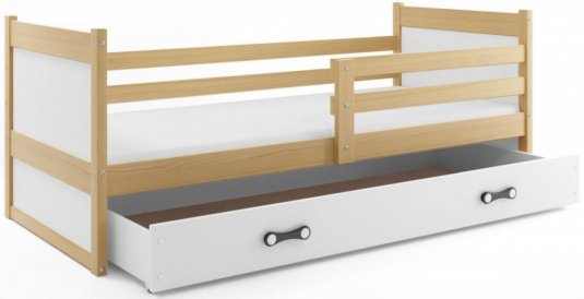 Dětská postel Riky 90x200 - borovice/bílá