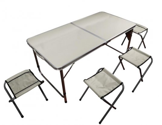 Campingový SET – stůl 120x60 cm + 4 stoličky
