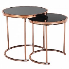 Set 2 konferenčních stolků MORINO - rose gold chrom růžová/černá