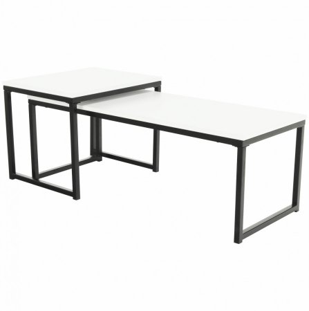 Set 2 konferenčních stolků KASTLER NEW TYP 2 - matná bílá / černá