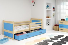 Dětská postel Riky 90x200 - borovice/modrá