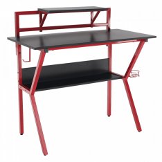 PC stůl/herní stůl TABER - červená / černá