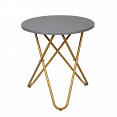 Příruční stolek RONDEL - šedá/zlatý nátěr