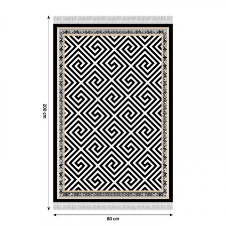 Koberec MOTIVE, 80x200 - černo-bílý vzor