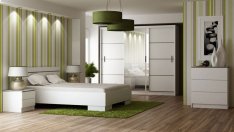 Ložnice VISTA bílá (postel 160, skříň, komoda, 2 noční stolky)