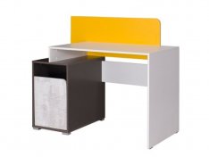 Psací stůl Bruce - bílá/grafit/enigma/žlutá