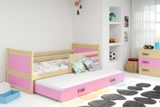 Dětská postel Riky II 90x200 - borovice/růžová