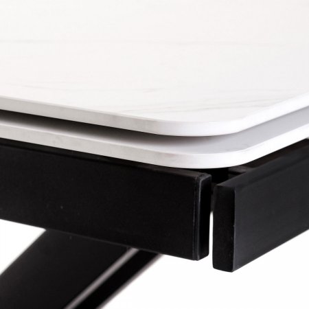 Rozkládací jídelní stůl HT-450M BK - 20+30+30x80 cm - bílý mramor/černý matný lak