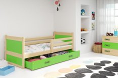 Dětská postel Riky 90x200 - borovice/zelená