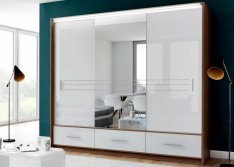 Šatní skříň AMSTERDAM 250L se zrcadlem bílá