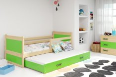 Dětská postel Riky II 90x200 - borovice/zelená