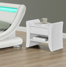 Noční stolek BOLTON - bíla ekokůže