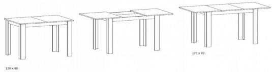 Jídelní stůl rozkládací MANGA 120(170)x80 sonoma