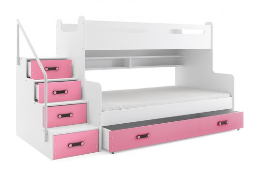 Patrová postel Maty NEW s úložným prostorem bílá/grafit
