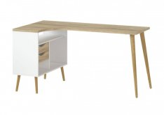 Rohový psací stůl Retro 450 - bílá/dub